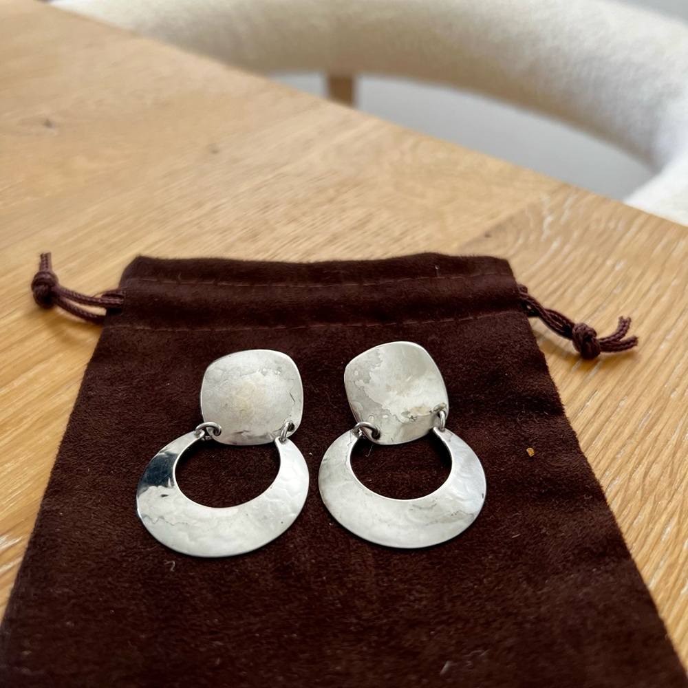 Marjorie Baer Silver-Tone Crescent Drop Earrings